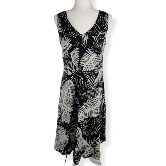 Jones New York Black pattern V-neck sleeveless dress size 10 - Picture 1 of 5